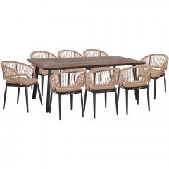 Garden Dining Set Magnet (Set 9Pcs) HM10828.01 200x100x75cm Natural-Black