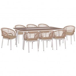 Garden Dining Set Magnet (Set 9Pcs) HM10828.02 200x100x75cm Natural-White NATURAL-WHITE