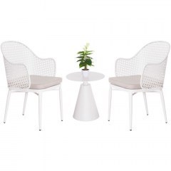 Garden Dining Set Orego (Set 3Pcs) HM21106.02 D50x56cm White