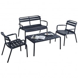 Garden Lounge Korver (Set 4Pcs) HM21096.02 Black BLACK