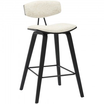 Bar Stool Inover HM9984.02 50,5x49x90cm Ecru-Black