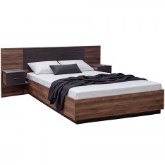 Κρεβάτι Με Κομοδίνα Carys (Για Στρώμα 160x200cm) HM744.11 264x205x90cm Walnut-Zebrano