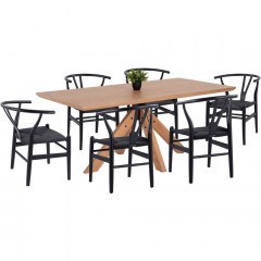 Dining Paolo (Set 7Pcs) HM21053 180x90x75cm Natural-Black