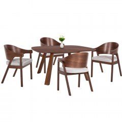 Τραπεζαρία Riner (Σετ 5Τμχ) HM21340 150x150x75cm Walnut-Light Grey