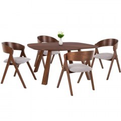 Dining Nekker (Set 5Pcs) HM21340.01 150x150x75cm Walnut-Light Grey