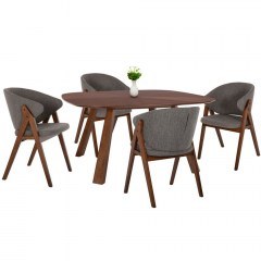 Τραπεζαρία Hana (Σετ 5Τμχ) HM21340.02 150x150x75cm Walnut-Grey