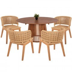 Dining Farley (Set 5Pcs) HM21076.02 D150x75cm Natural