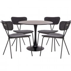 Τραπεζαρία Brolin (Σετ 5Τμχ) HM21200 Φ90x73cm Black-Grey