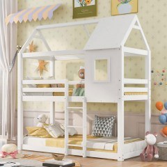 Κουκέτα Παιδική Σπιτάκι Montessori Hood (Για Στρώματα 90x190cm) HM705.03 197x97x220,5cm White