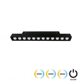 Linear Light Magnetic Antiglare 4244402S 13W 3000K/4000K/6000K CCT Switch 1050lm 22x4,5cm Black Viokef BLACK