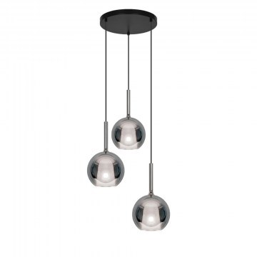 Φωτιστικό Οροφής Κρεμαστό Ramona 4351000 E27 3 x Max 40W IP20 46x150cm Chrome Mirror-Black Viokef