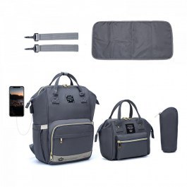 Τσάντα Μωρού Με Αλλαξιέρα B-283 (Σετ 5τμχ) 40x28x22cm Grey Lequeen Grey