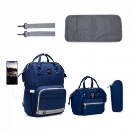 Τσάντα Μωρού Με Αλλαξιέρα B-284 (Σετ 5τμχ) 40x28x22cm Blue Lequeen Blue