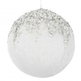 Χριστουγεννιάτικη Μπάλα 87914 12cm White-Silver WHITE-SILVER