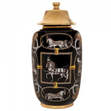 Βάζο Με Σχέδια 88134 18x37cm Black-Gold