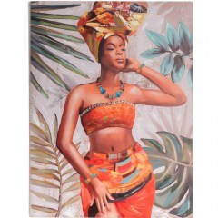 Πίνακας Με Αφρικάνα Γυναίκα 85040 90x3x120cm Multi