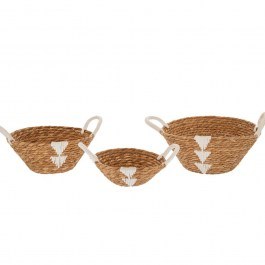 Basket With Designs (Set of 3) 85969 30x15/22x9cm Natural-White NATURAL-WHITE