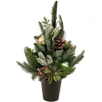 Christmas Plant In Pot Pine Cones & Balls 91040 43cm Multi-Green