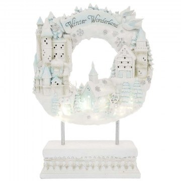 Christmas Decorative Wreath With Led 90816 34,5x13,5x48cm White