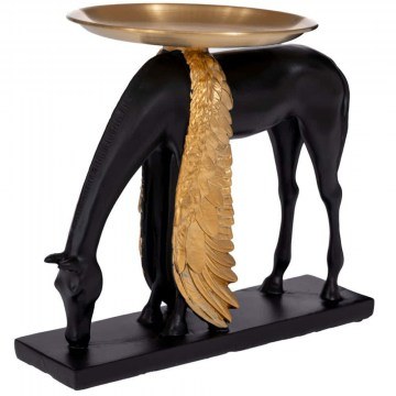Decorative Pegasus With Tray 91756 23x6x18cm Black-Gold