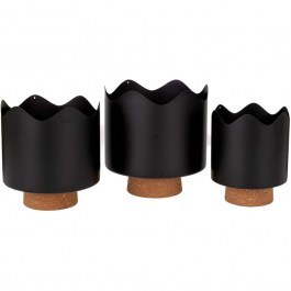 Κασπώ (Σετ 3Τμχ) 93106 Φ19x21/17x19/14x17cm Natural-Black BLACK