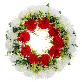 Στεφάνι Με 27 Με Γαρύφαλλα 92853 42cm White-Red WHITE-RED