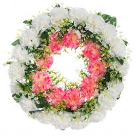 Στεφάνι Με 27 Με Γαρύφαλλα 92852 42cm White-Fuchsia FUCHSIA