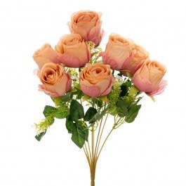 Decorative Bouquet With 9 Rose 90010 40cm Pink-Orange PINK