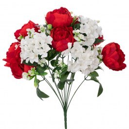 Decorative Bouquet 92879 With 12 Flowers 48cm Red-White RED-WHITE