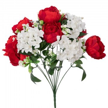 Διακοσμητικό Μπουκέτο 92879 Με 12 Λουλούδια 48cm Red-White