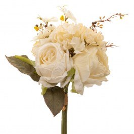 Decorative Bouquet Rose With Wildflower 90474 33cm Cream CREAM
