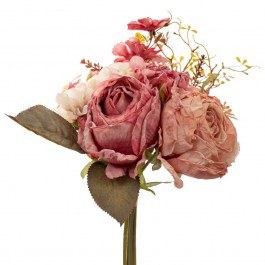Decorative Bouquet Rose With Wildflower 90475 33cm Pink PINK