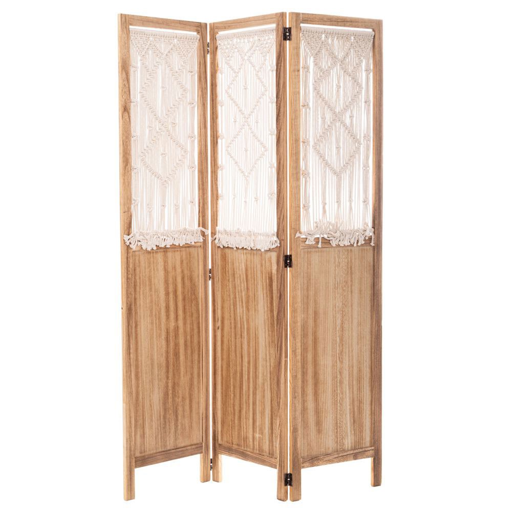 Παραβάν Τρίφυλλο Με Σxοινιά 90103 120x170cm Natural-Cream
