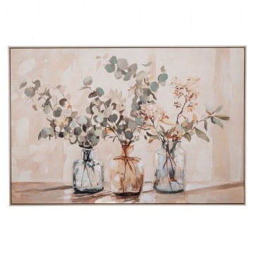 Κάδρο Σε Καμβά 92739 Βάζα Με Λουλούδια 120x80cm Beige-Multi