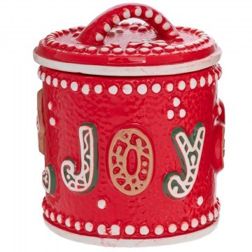Χριστουγεννιάτικη Μπισκοτιέρα Joy & Ζαχαρωτά 94096 12x12x16cm Red