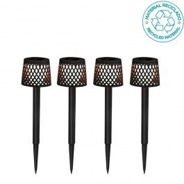 Φωτιστικό Δαπέδου Ηλιακό Gretita LUMGRT039NXSLNW (Σετ 4Τμχ) Φ7x39cm Led 2Lm 3000K Black New Garden BLACK