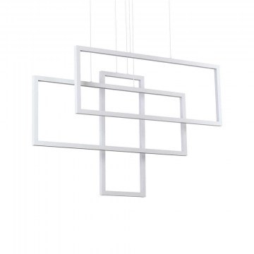 Φωτιστικό Οροφής Frame Rettangolo 253589 103x80/120x18cm LED 93W 3000K White Ideal Lux