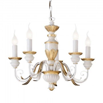 Ceiling Lamp-Chandelier Firenze 012865 55x45/105cm 5xE14 40W White-Gold Ideal Lux