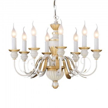 Ceiling Lamp-Chandelier Firenze 012872 64x45/105cm 8xE14 40W White-Gold Ideal Lux