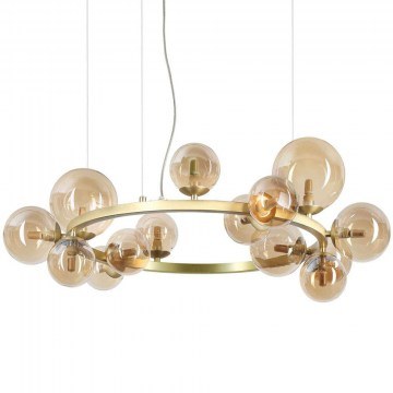 Pendant Lamp Perlage 322797 D85x230cm 14xG9 15W Brass-Amber Ideal Lux