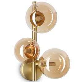 Φωτιστικό Τοίχου - Απλίκα Perlage 322742 24x16x32cm 3xG9 15W Brass-Amber Ideal Lux BRASS-AMBER