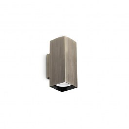 Φωτιστικό Τοίχου Look Square 370231 GU10 2x28W 6x15cm Antique Brass Ideal Lux BRASS