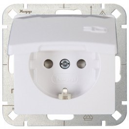 Single Power Socket With Lid HK05 920802008 16A 250V White Kopp WHITE