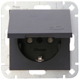 Single Power Socket With Lid HK07 16A 250V Anthracite Kopp ANTHRACITE