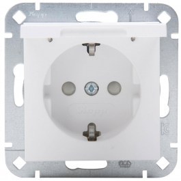 Single Power Socket With Lid HK07 16A 250V Arctic White Kopp WHITE