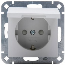 Single Power Socket With Lid HK07 16A 250V Grey Kopp GREY