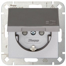 Single Power Socket With Lid HK07 16A 250V Steel Kopp STEEL