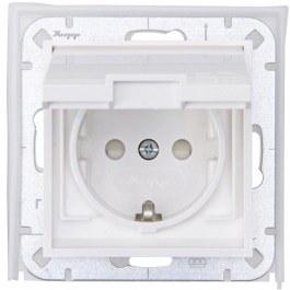 Single Power Socket With Lid HK07 16A 250V Pure White Kopp WHITE