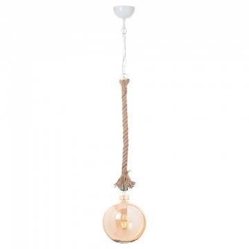 Ceiling Lamp 50WRC 1ΧΕ27 Metal With Rope Single Braid And Chain H100cm White Aca