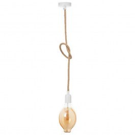 Ceiling Lamp 40WRT 1ΧΕ27 Metal With Double Braided Rope Η100cm White Aca WHITE